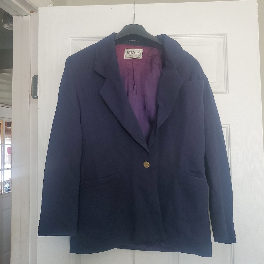 Vintage Mr. Jax Navy Blazer Gold Button | Preppy Classic Tailored Jacket Women’s